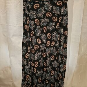 LuLaRoe Black Maxi Skirt with Orange and Light Blue Paisley